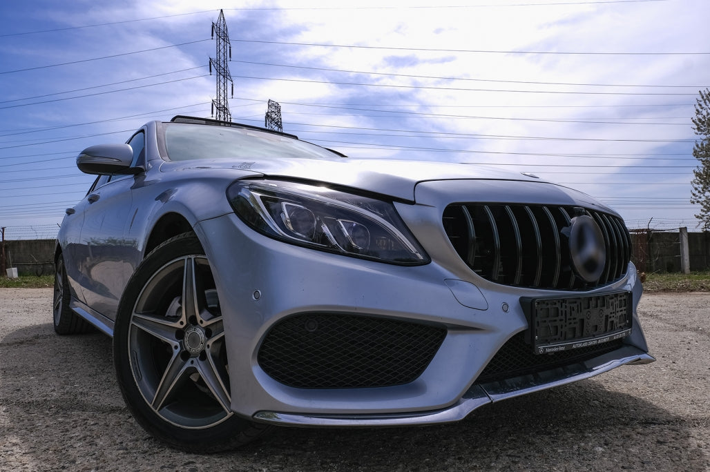 GRIGLIA ADATTA PER MERCEDES CLASSE C W205 2015-2018 NERO LUCIDO SENZA CAMERA GT