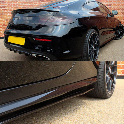 UNDER SKIRTS SUITABLE FOR MERCEDES C CLASS W204 W205 2007-2019 GLOSSY BLACK