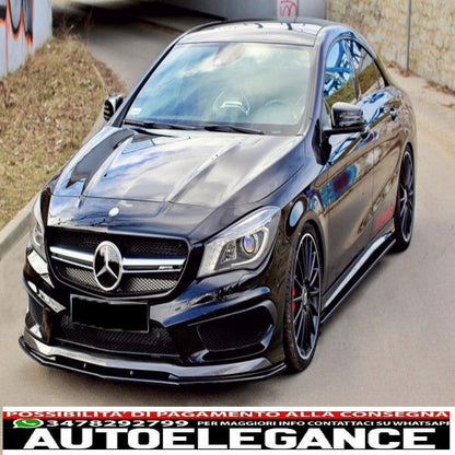 Front bumper spoiler lip suitable for mercedes cla45 c117 x117 (2013-2016) glossy black 