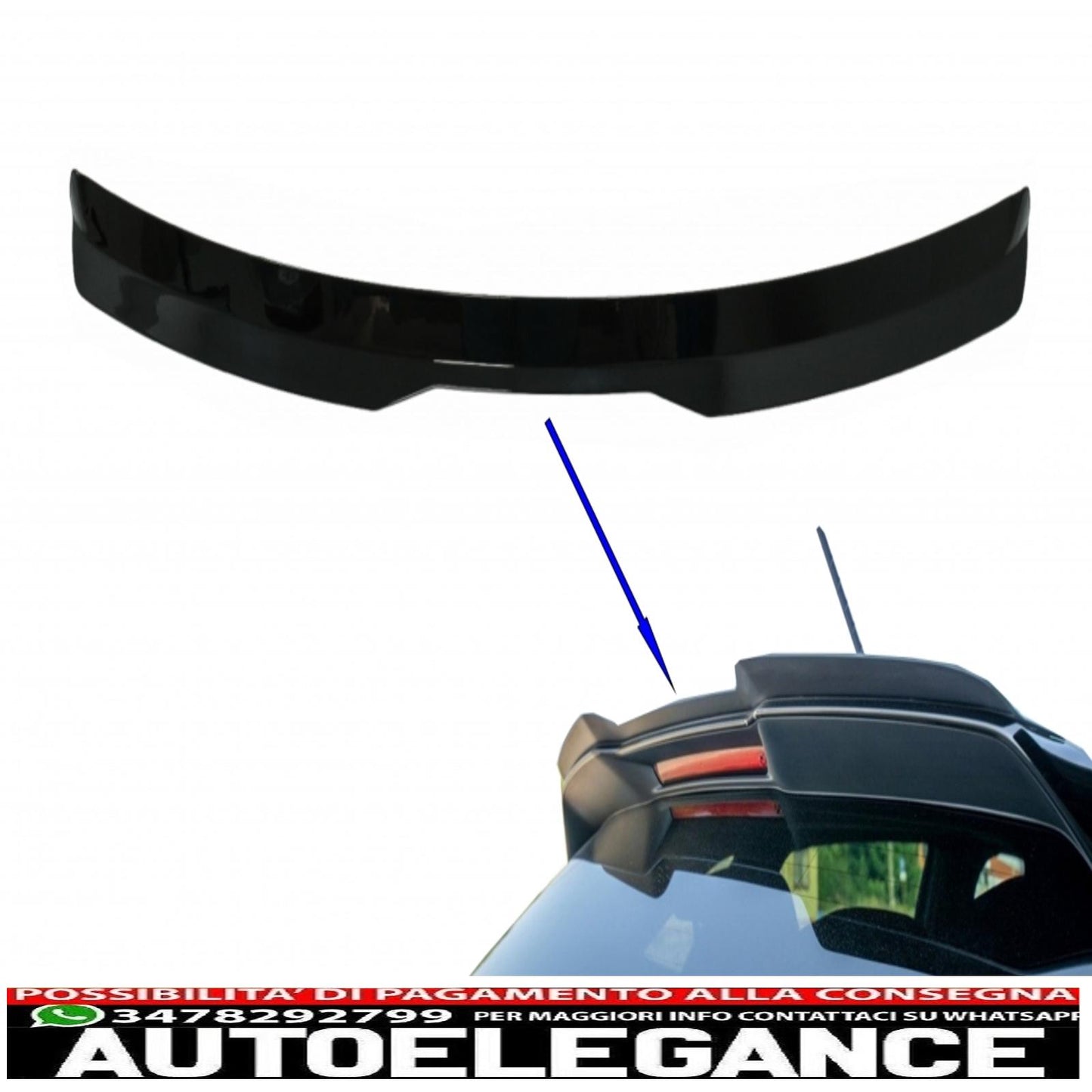 aggiungi l'estensione dell'ala dello spoiler sul tetto adatta per vw polo aw mk6 (2017-up) pianoforte nero AUTOELEGANCERICAMBI