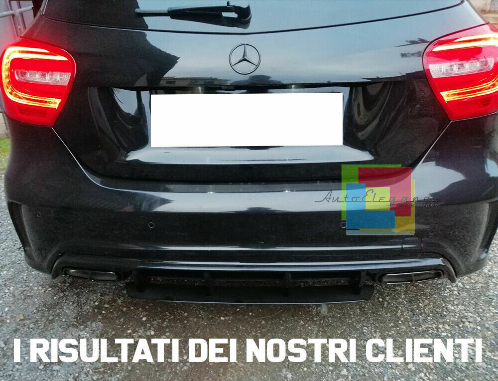 MERCEDES A-CLASS W176 UNDER BUMPER DIFFUSER + BLACK TIPPER AMG A45 .-