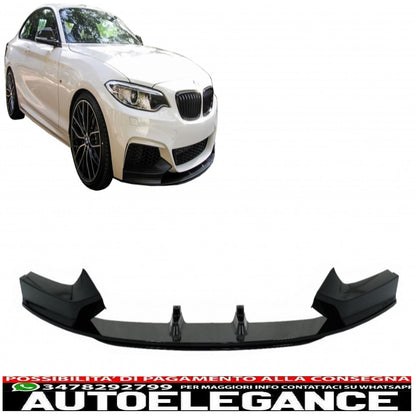 Front bumper spoiler lip suitable for bmw 2 series f22 f23 (2013-) coupe cabrio m-performance design piano black