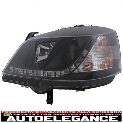 drl led headlights suitable for opel astra g (09.1997-02.2004) black 
