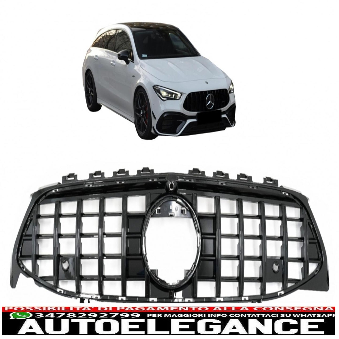 griglia anteriore adatta per mercedes cla x118 c118 (2019-up) gt-r panamericana design nero pianoforte