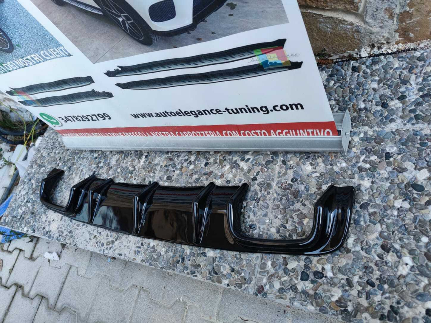 M5 LOOK DIFFUSER BMW 5 SERIES E39 UNDER BUMPER GLOSSY BLACK ABS 0116