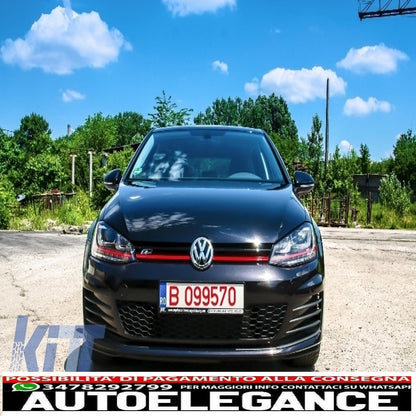 Paraurti anteriore adatto per vw golf vii golf 7 dal 2013 in poi gti look con fari 3d led rossi drl indicatori di direzione