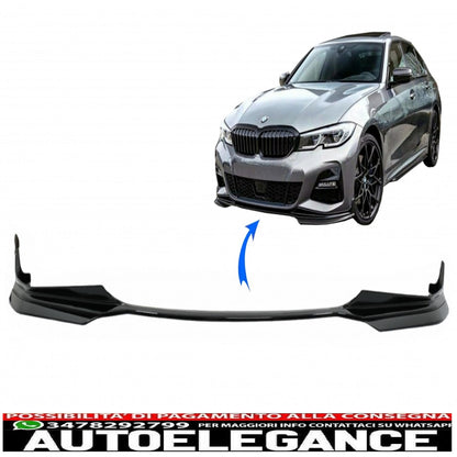 Front Bumper Spoiler Lip Fit For BMW 3 Series G20 Sedan G21 Touring (2018-2022) M Sport Piano Black