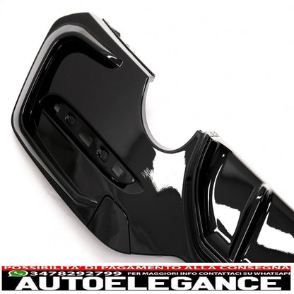 spoiler paraurti posteriore mantovana diffusore doppia uscita singola adatto per bmw serie 1 f20 f21 lci (2015-2019) nero pianoforte