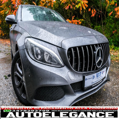 front grille suitable for mercedes c class w205 s205 c205 a205 (2014-2018) gt-r design panamericana chrome without camera 