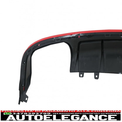 Rear bumper valance diffuser with exhaust tips suitable for audi a6 c8 4k avant sedan (2018-up) red s6 design