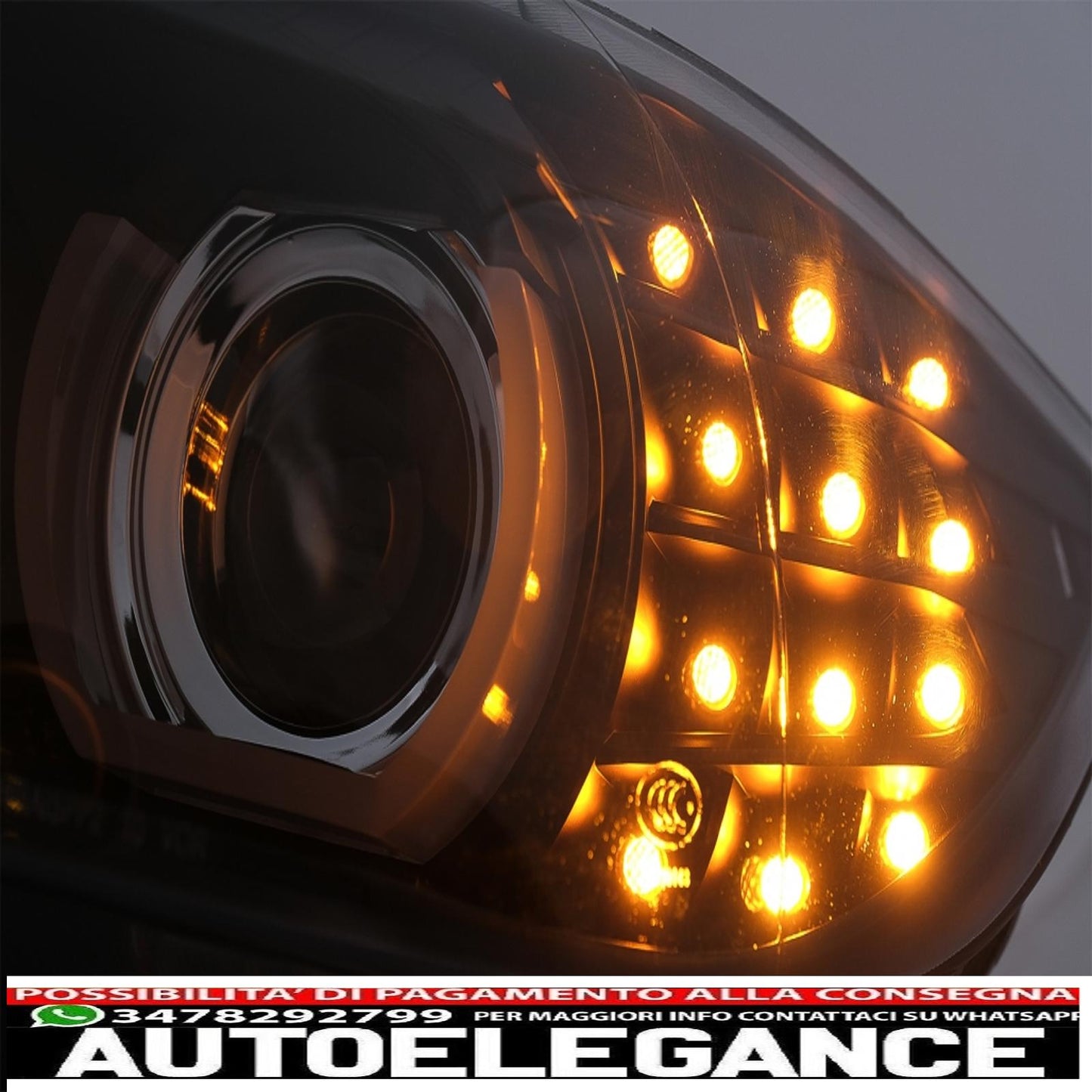 3D angel eye led drl xenon headlights suitable for bmw 3 series e90 e91 lci (2008-2011) black 