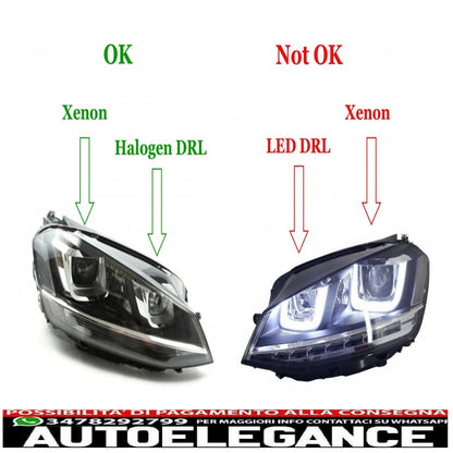 osram full led ledriving headlights suitable for vw golf 7 vii (2012-2017) black upgrade for xenon and halogen cars drl