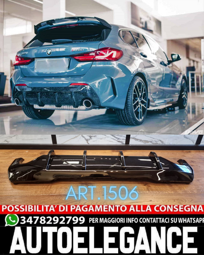DIFFUSORE ADATTO PER BMW SERIE 1 F40 MSPORT NERO LUCIDO LOOK PERFORMANCE