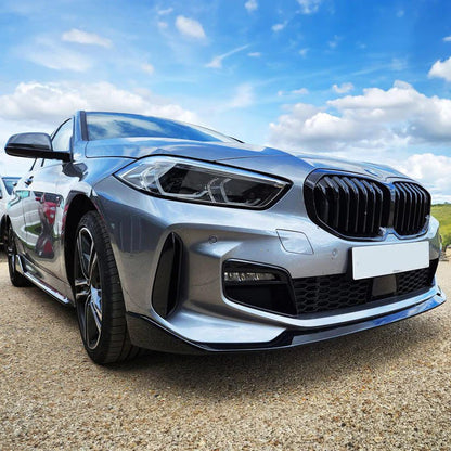 SPLITTER ADATTO PER BMW SERIE 1 F40 MSPORT LOOK NERO LUCIDO CON BAFFI