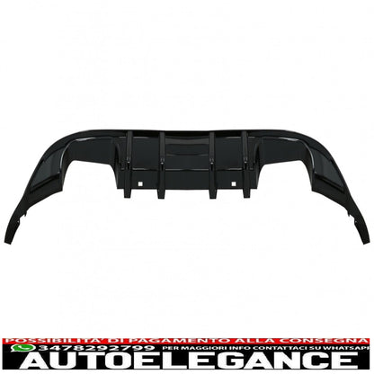 Diffusore aria paraurti posteriore adatto per vw golf 7.5 (2017-2019) r look nero pianoforte