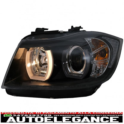 u-led 3d halogen headlights suitable for bmw 3 series e90 limousine e91 touring (03.2005-08.2008) left black