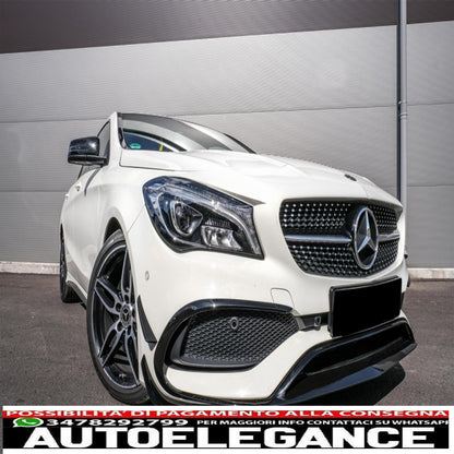 Front bumper splitter fins aerodynamic conversion kit suitable for mercedes cla w117 facelift (2016-2018) cla45 design canard piano black