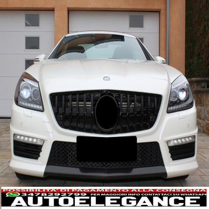 griglia anteriore con rete inferiore adatta per mercedes classe slk r172 (2011-2015) gt-r design panamericana nero