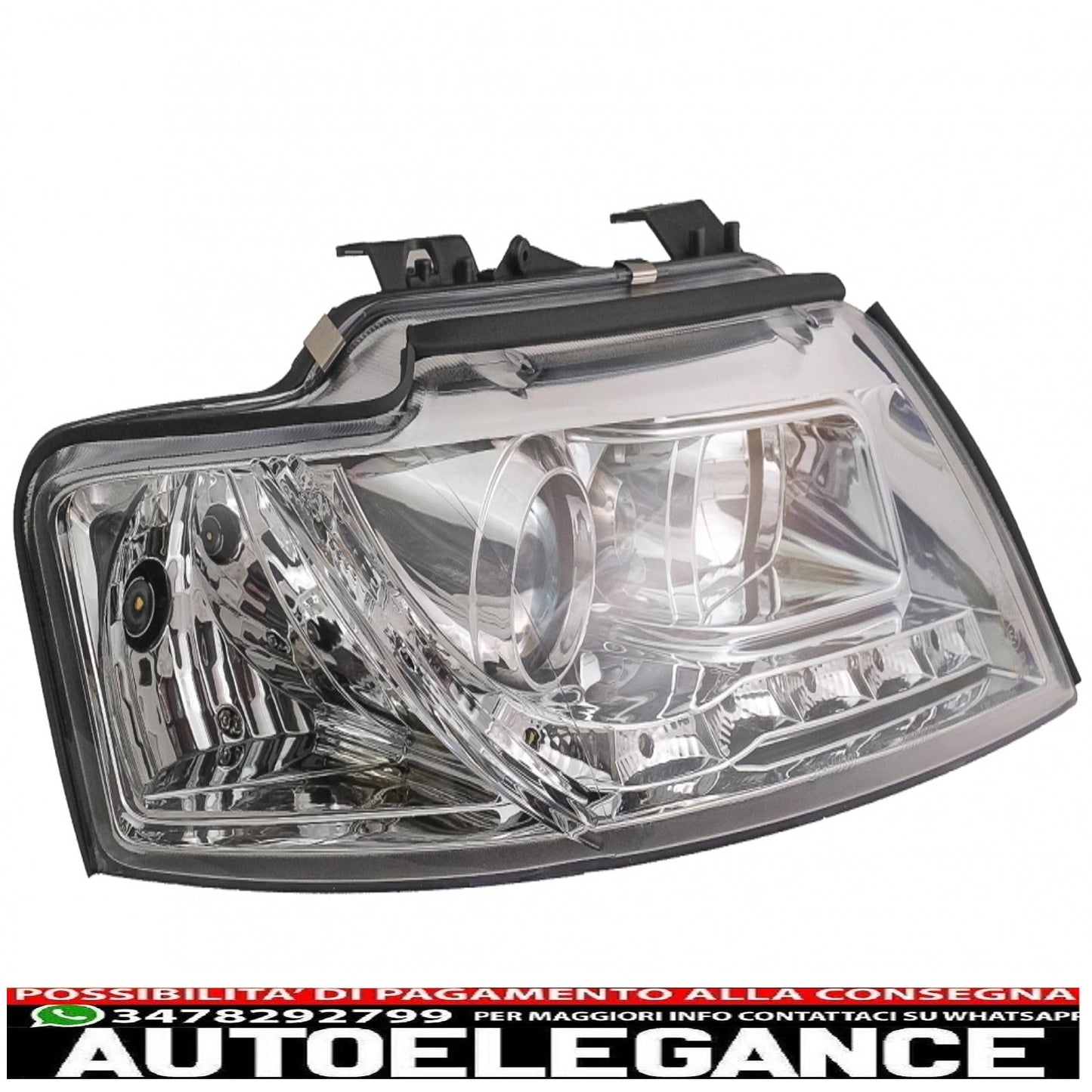 drl led headlights suitable for audi a4 b6 cabrio (2000-2006) chrome