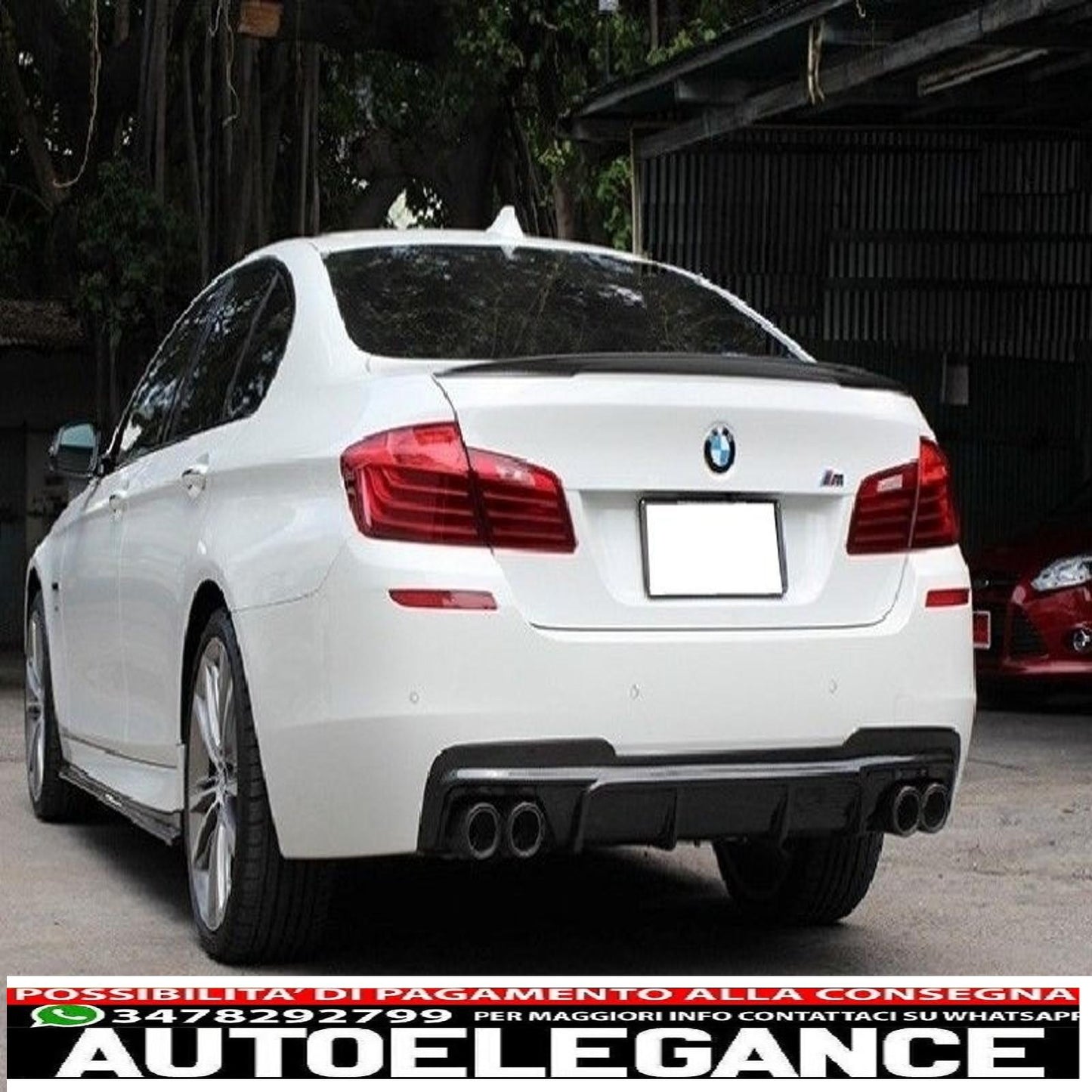 diffusore d'aria a doppia uscita adatto per bmw f10 serie 5 (2011-2017) design m-performance con terminali di scarico m-power cromati
