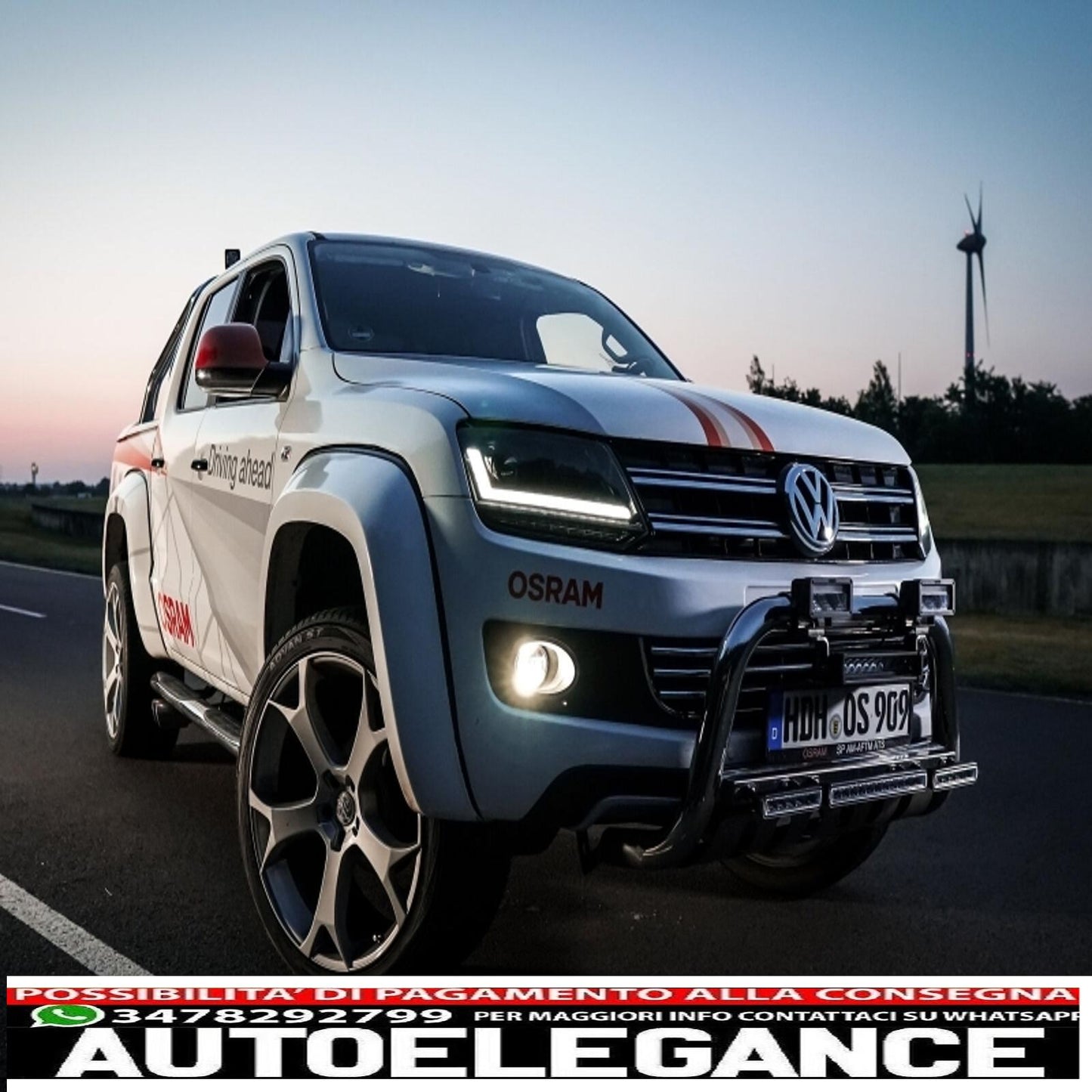 osram ledriving full led headlights suitable for vw amarok (2010-up) black dynamic sequential direction indicators 