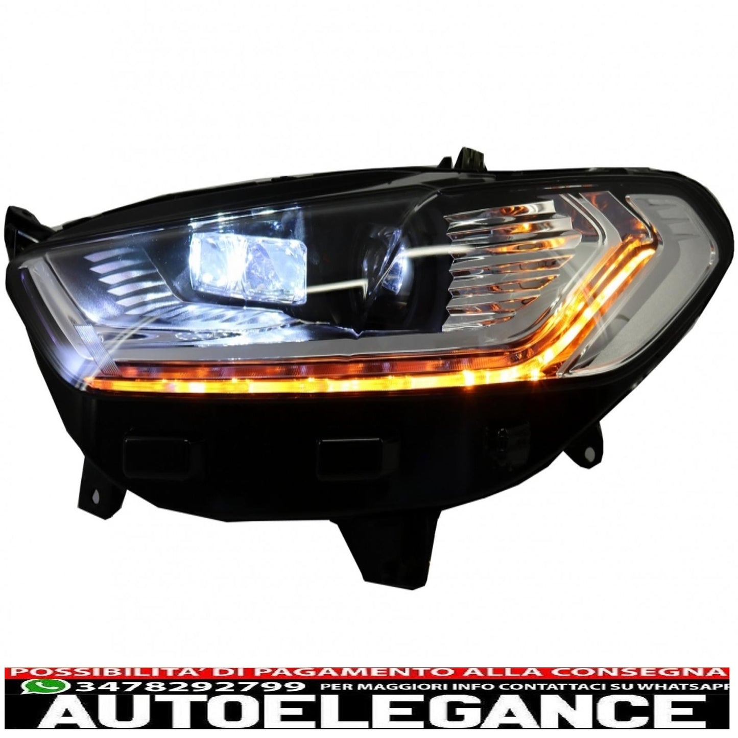 xenon look led drl headlights suitable for ford mondeo mk5 (2013-2016) dynamic and smooth sequential cornering lights chrome