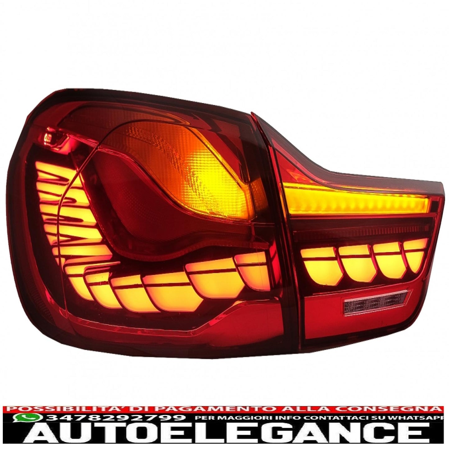 fanali posteriori oled adatti per bmw serie 4 f32 f33 f36 m4 f82 f83 (2013-03.2019) rosso trasparente con luce di svolta sequenziale dinamica