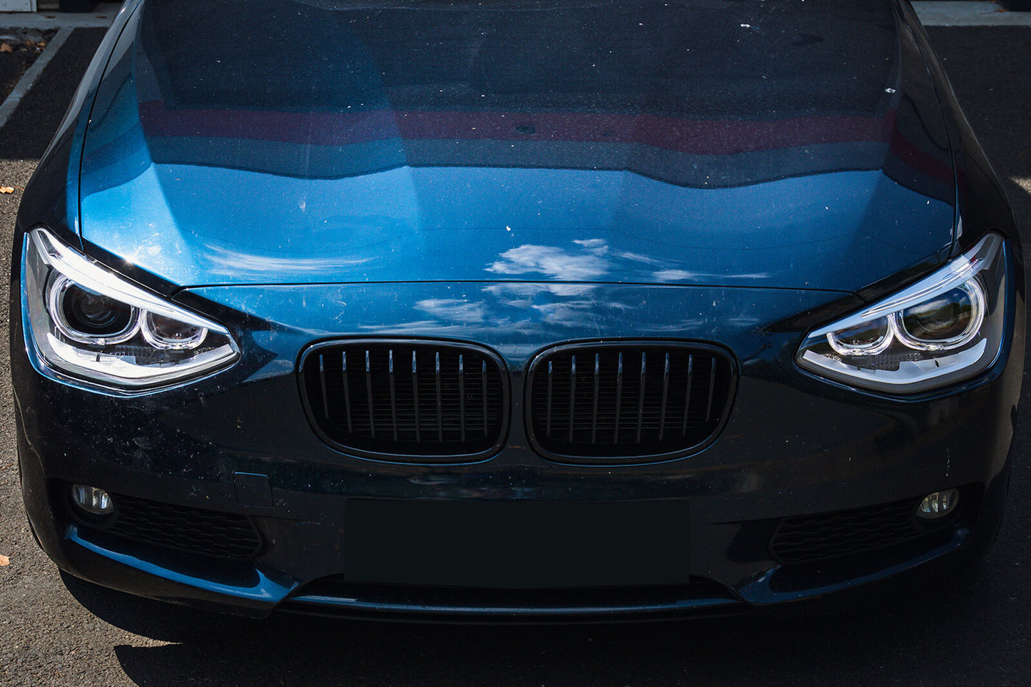 LED DRL Angel Eye Headlights for BMW 1 Series F20 F21 2011-2014 Black Light