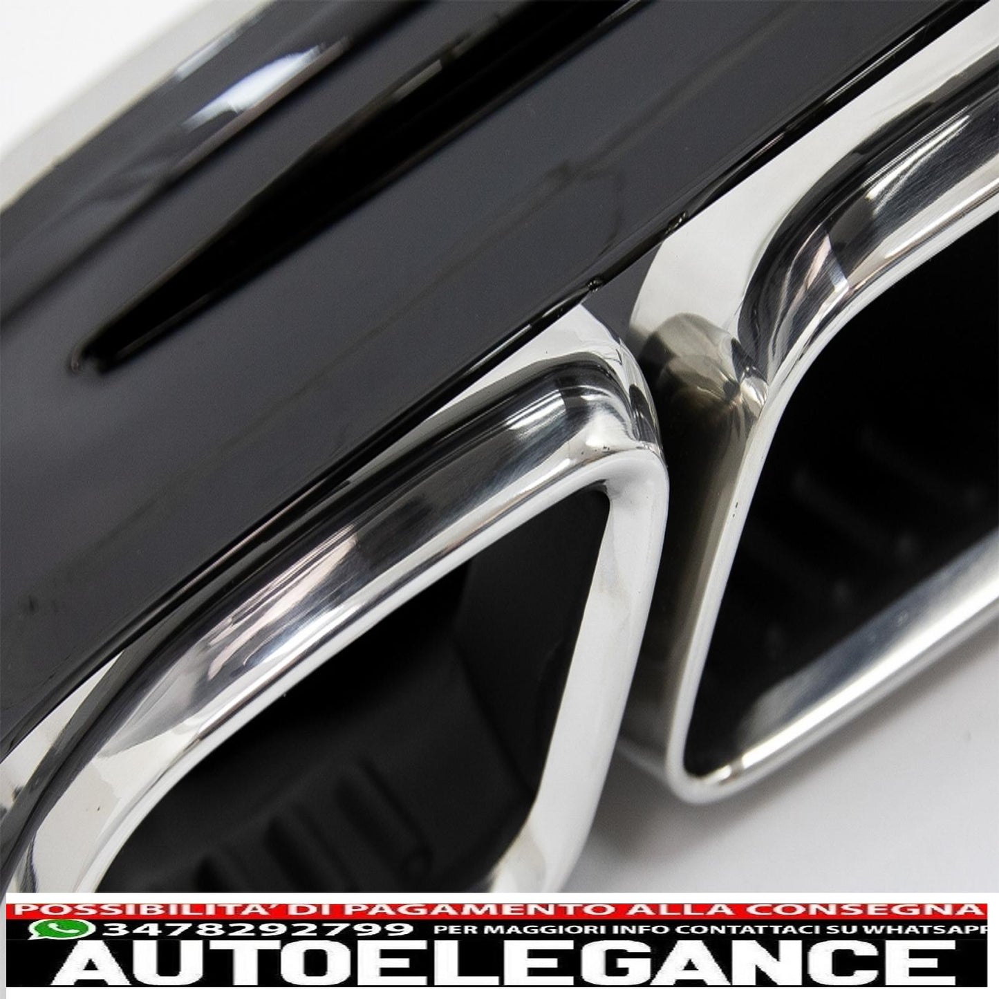 diffusore paraurti posteriore adatto per mercedes classe c w205 s205 (2014-2020) c63s design silver tips solo per amg sport line