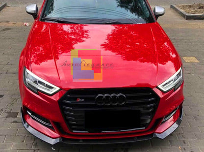 AUDI A3 8V 2012+ FACELIFT SOTTO PARAURTI ANTERIORE ABS NERO RS3 DESIGN SPLITTER AUTOELEGANCERICAMBI