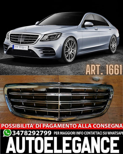 GRIGLIA ADATTA PER MERCEDES-BENZ CLASSE S W222 2014-2019 LOOK AMG CROMATA/NERA