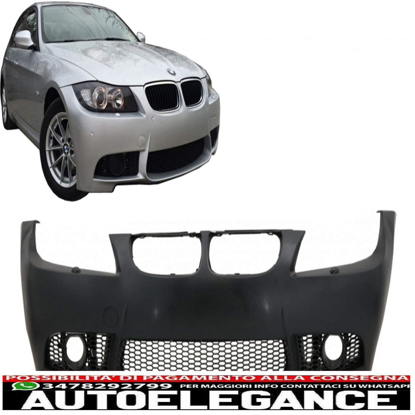 paraurti anteriore adatto per bmw serie 3 e90 e91 touring lci facelift (2008-2011) design m3 senza fendinebbia