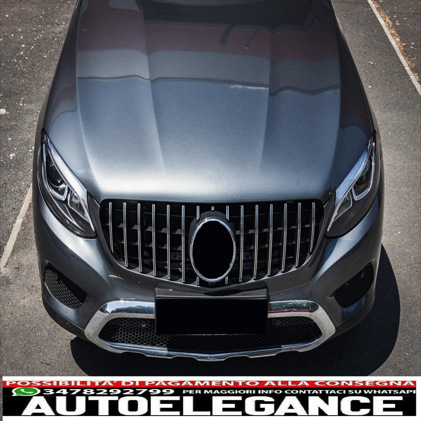 griglia anteriore centrale adatta per mercedes glc x253 c253 (2015-2018) gt r panamericana look cromata