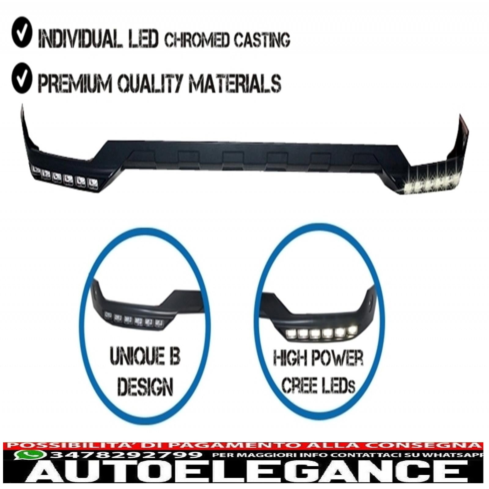 Bullbar anteriore con spoiler superiore ed estensione led drl adatto per mercedes classe g w463 (1989-2018) design g63 g65 AUTOELEGANCERICAMBI