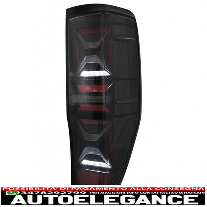 LED rear lights suitable for Ford Ranger (2012-2018) smoked with dynamic sequential direction indicators