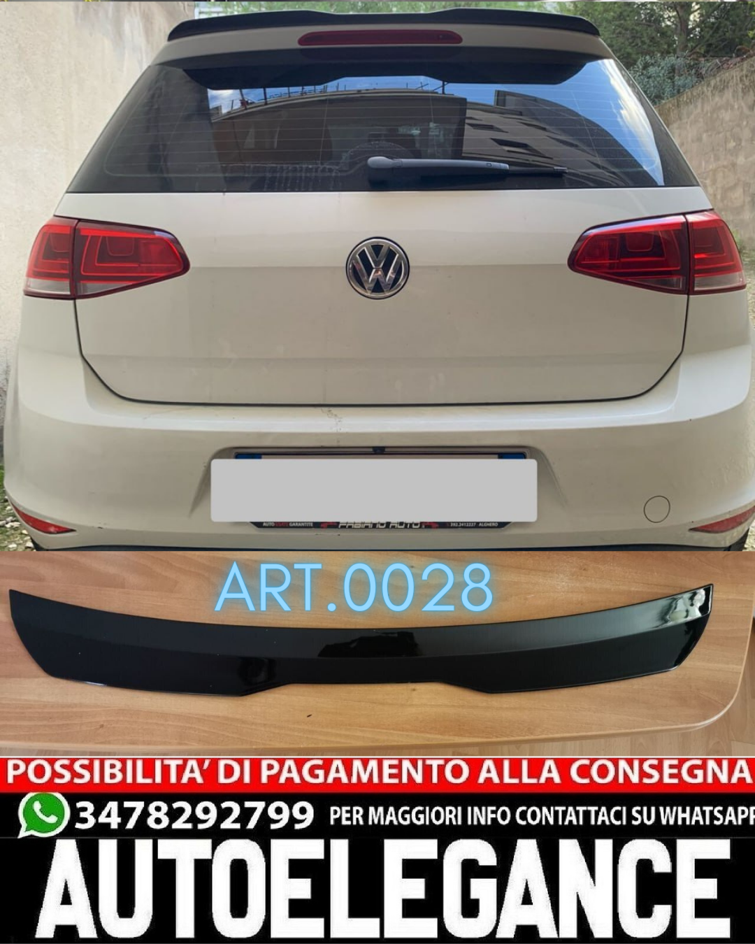 ALA SPOILER TETTO ADATTO PER VW GOLF 7 LOOK NERO LUCIDO DESIGN SPORTIVO