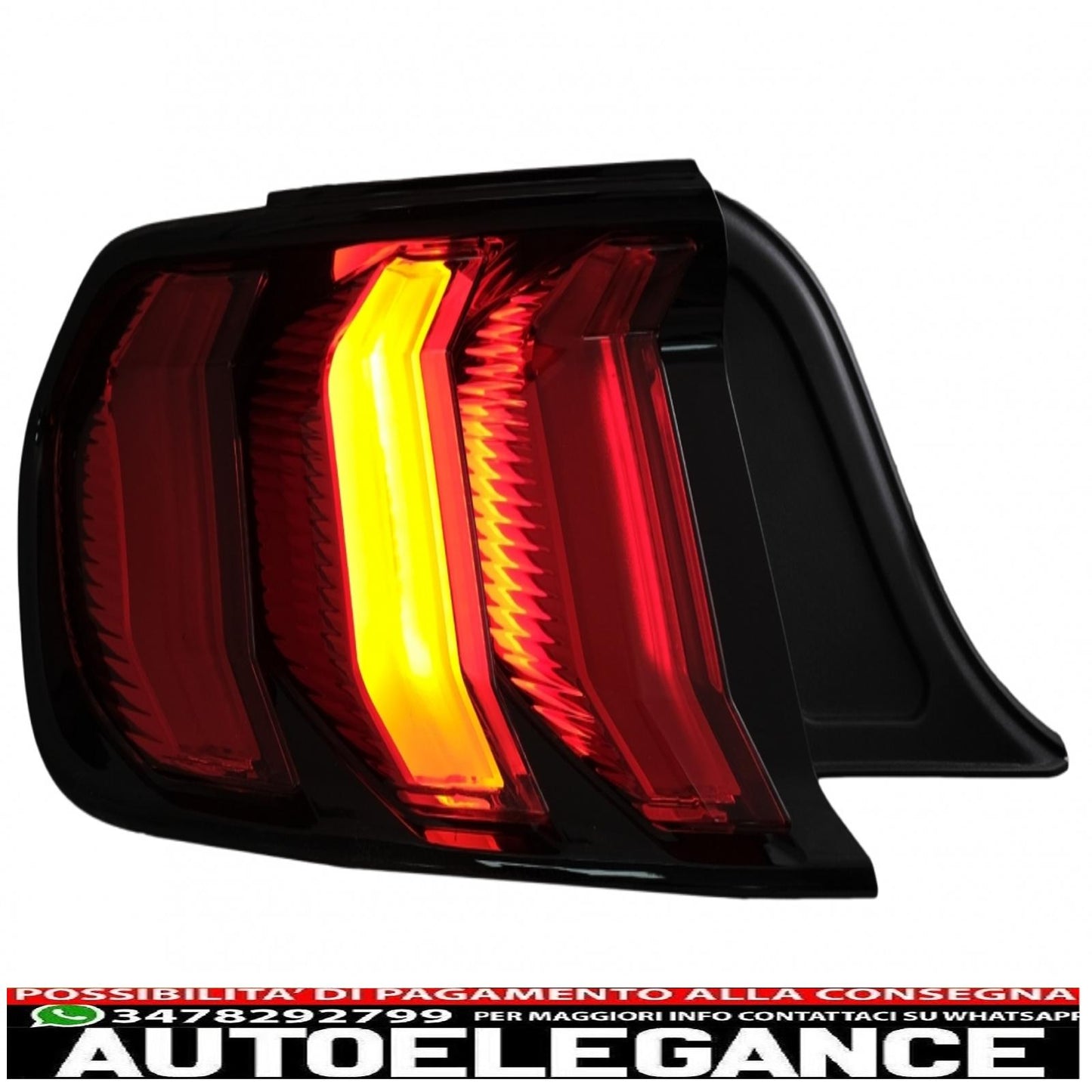 Full LED rear lights suitable for Ford Mustang VI S550 (2015-2019) red with dynamic sequential cornering lights
