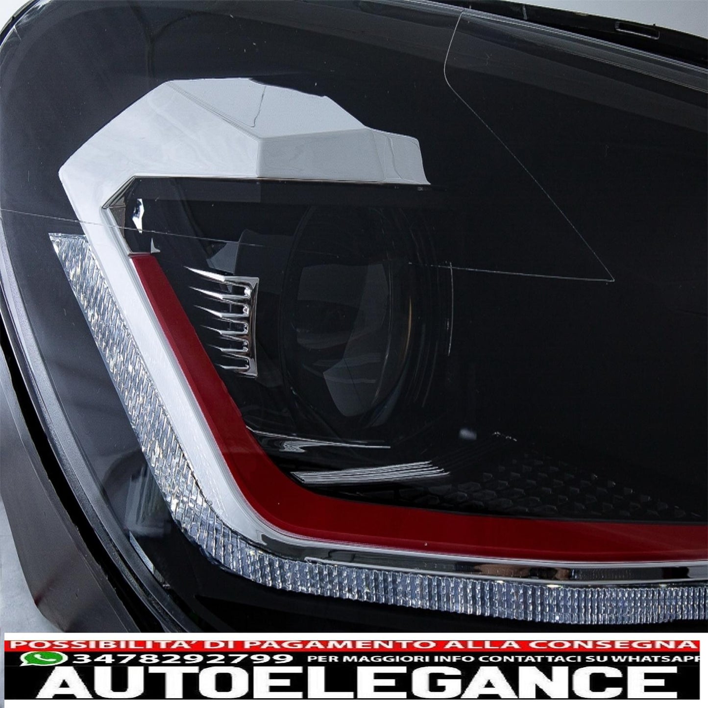 led headlights suitable for vw golf 6 vi (2008-2013) with g7.5 gti look red facelift smooth dynamic sequential cornering lights left hand drive 