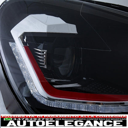 led headlights suitable for vw golf 6 vi (2008-2013) with g7.5 gti look red facelift smooth dynamic sequential cornering lights left hand drive 
