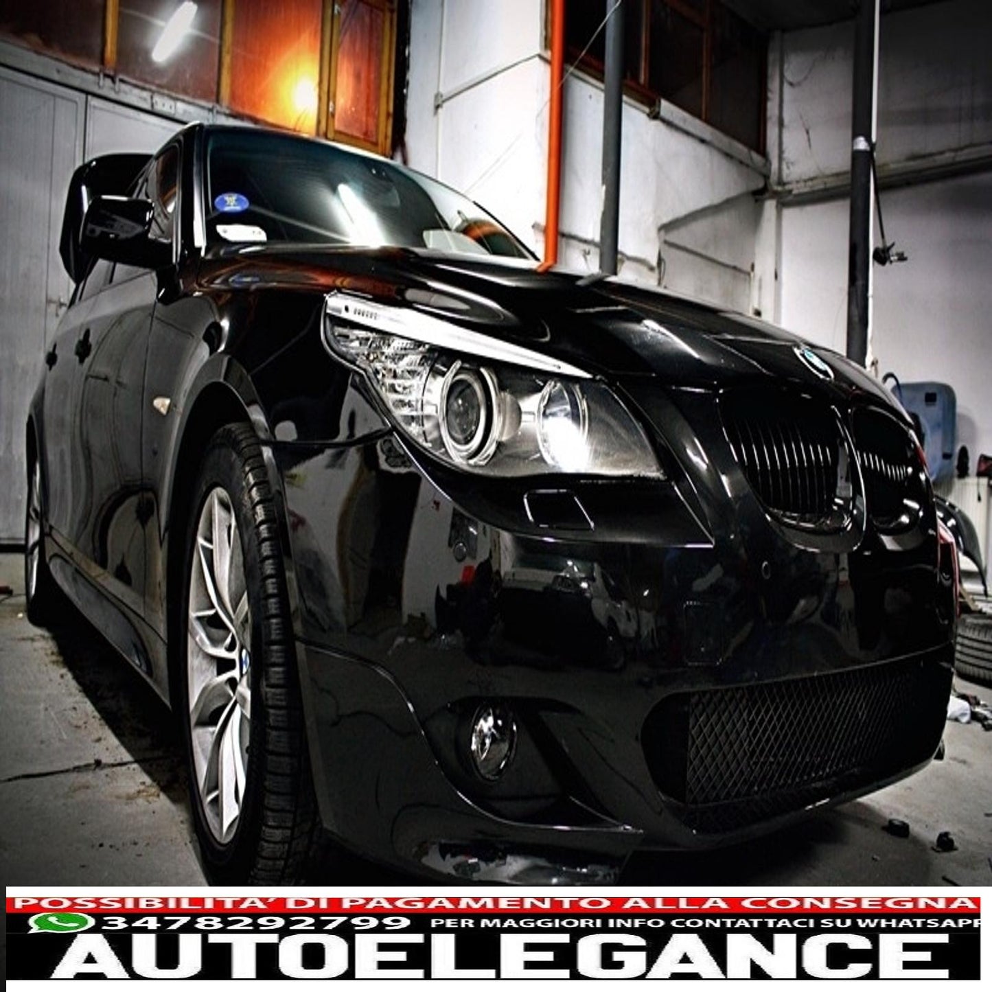 front bumper with central kidney grilles piano black suitable for bmw 5 series e60/e61 2003-2009 m-technik design without fog lights