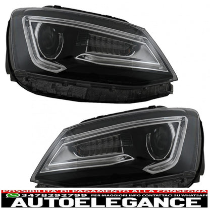 led headlights drl double beam lens suitable for vw jetta mk6 vi (2011-2017) bi-xenon design with right and dynamic turn signals black housing 