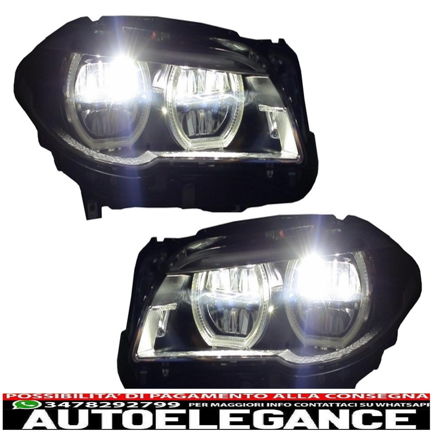 fari anteriori full led adatti per bmw serie 5 f10 f11 (2011-2013) angel eye