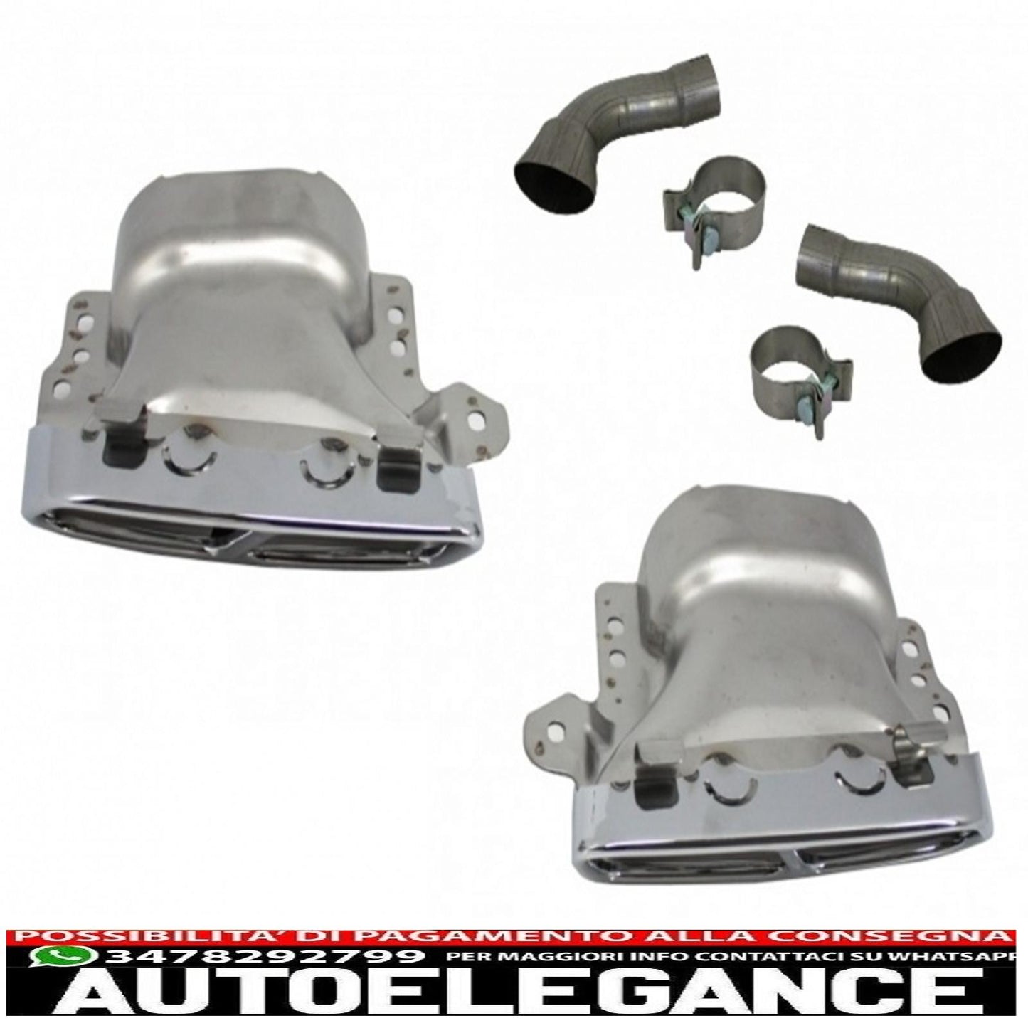 Diffusore mantovana per paraurti posteriore con terminali di scarico cromati, adatto per Mercedes W176 Classe A (2012-2018) A45 Facelift Design Red Edition