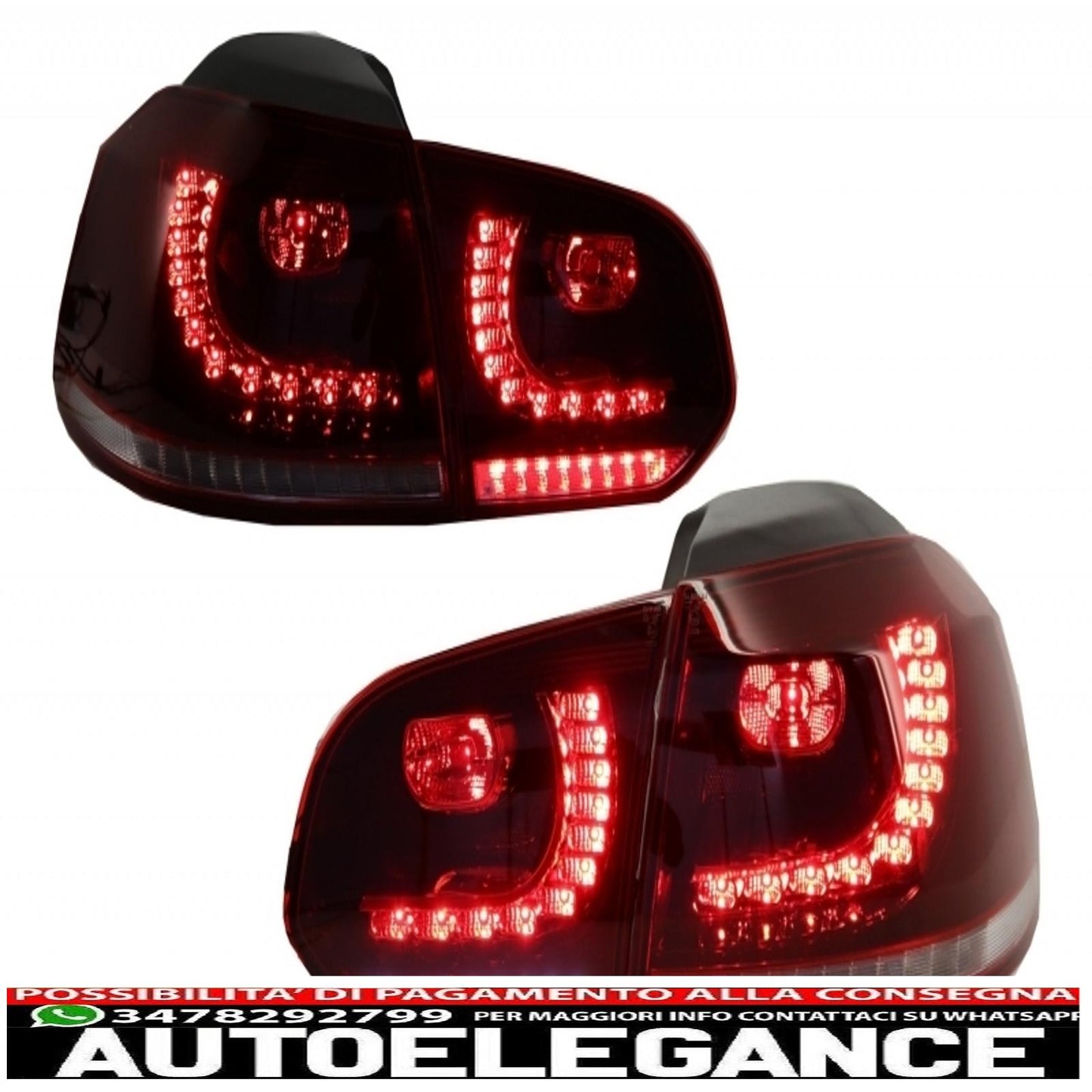 Chrome headlights and cherry red taillights full led suitable for vw golf 6 vi (2008-2013) r20 u design dynamic sequential cornering lights left hand drive