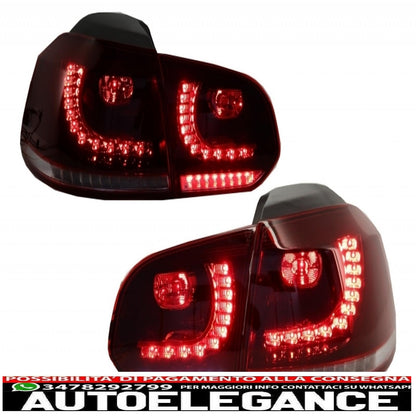 Chrome headlights and cherry red taillights full led suitable for vw golf 6 vi (2008-2013) r20 u design dynamic sequential cornering lights left hand drive
