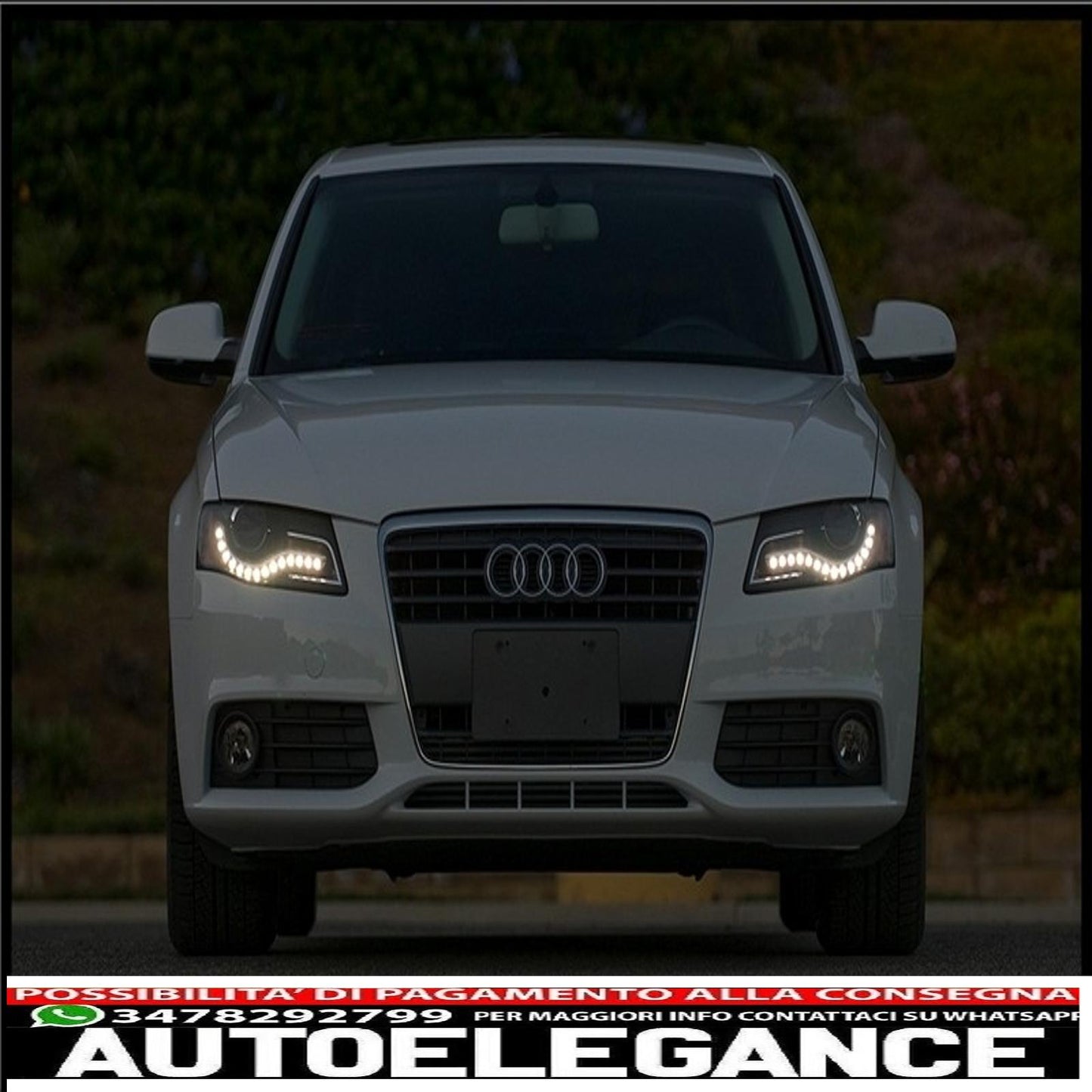 led drl headlights suitable for audi a4 b8 8k avant (2008-2011) with black/smoke led rear lights 