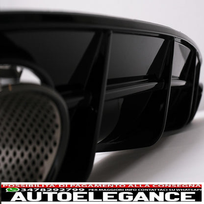 Diffusore mantovana paraurti posteriore e terminali di scarico per audi a6 4g restyling (2015-2018) con griglia anteriore design RS6 solo nero paraurti s-line