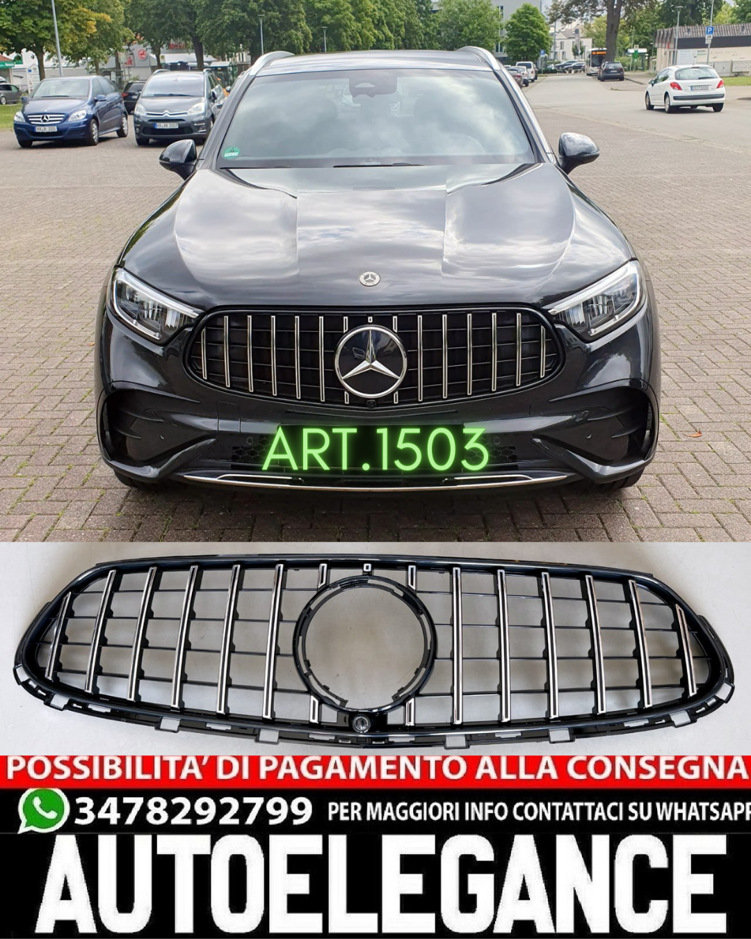 💎GRIGLIA ADATTA PER MERCEDES GLC SUV X254 C254 COUPE 2022+ AMG LOOK GT CROMATA