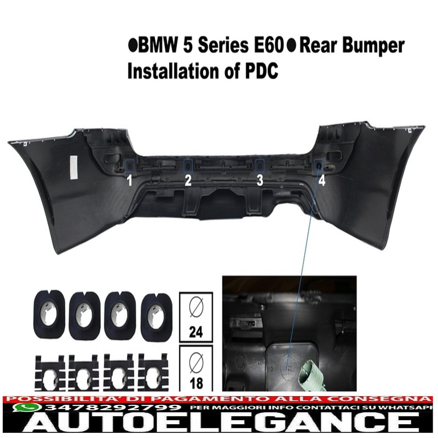 paraurti anteriore senza fendinebbia e paraurti posteriore adatto per bmw serie 5 e60 (2003-2010) design m-technik