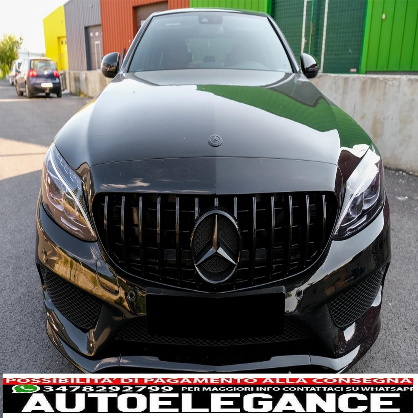 Front bumper lip suitable for mercedes c class w205 s205 a205 c205 (2014-2018) limousine model t coupe cabriolet edition 1 design matt black 